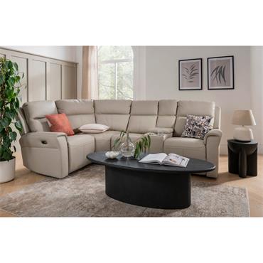 Rusto Console Sectional (with USB Charger) Stone Leather